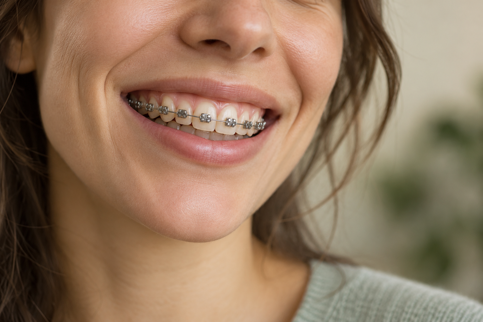 Imagem ilustrativa de um sorriso com aparelho ortodôntico